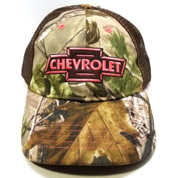 Realtree APG Camo Trucker Hat Cap w/ Pink Chevrolet Logo & Brown Mesh NOS NEW - Picture 4 of 7